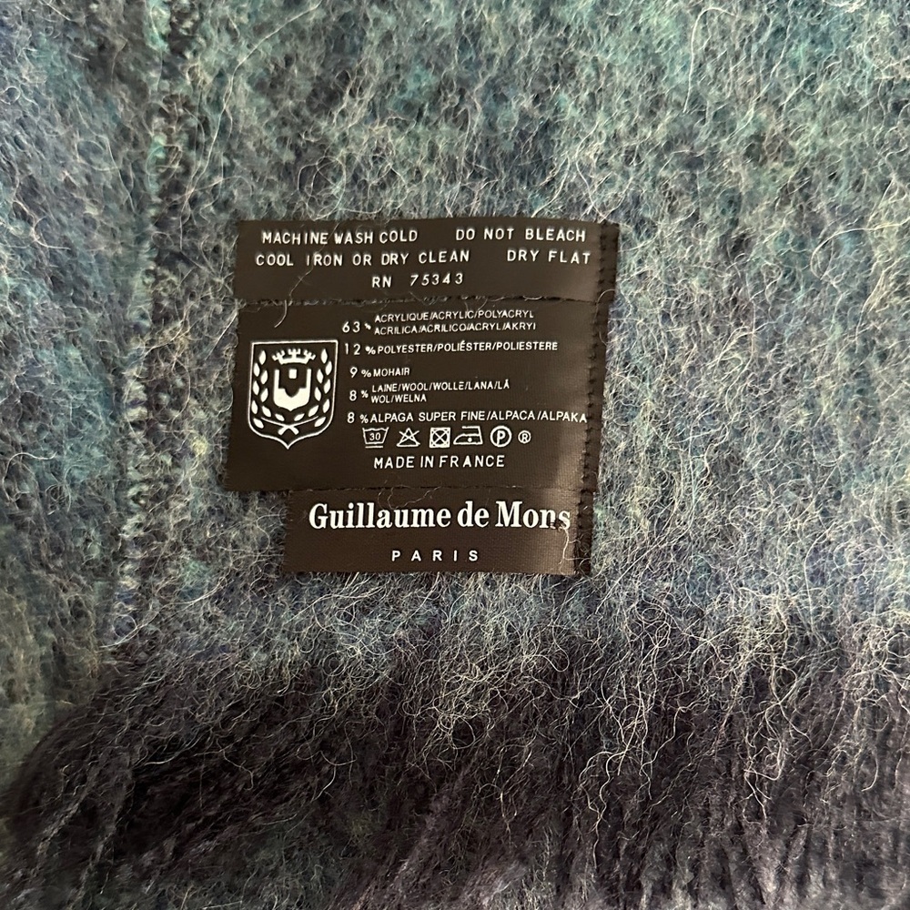 GUILAUME DE MONS Retro Bohemian Blue Wool Blend Poncho Sz OS - Picture 5 of 7